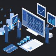 دست دادن دو مرد با هم و دو رایانه