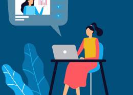 خانمی در حال کار کردن با لپ تاپ