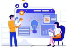 دو کاراکتر زن و مرد در کنار صفحه