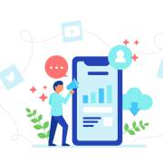 مردی ایستاده در کنار تلفن همراه با بلندگو