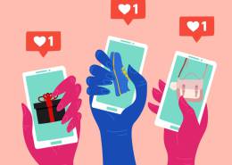 سه دست رنگی همراه با تلفن همراه