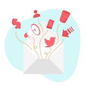 بیرون آمدن آیکن هایی از پاکت نامه