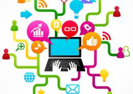 آیکن های متفاوت بیرون آمده از لپ تاپ