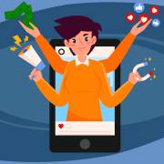 خانمی با چهار دست پر از آیکن