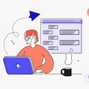 کاراکتری در حال کار با لپ تاپ