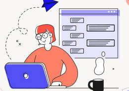 کاراکتری در حال کار با لپ تاپ
